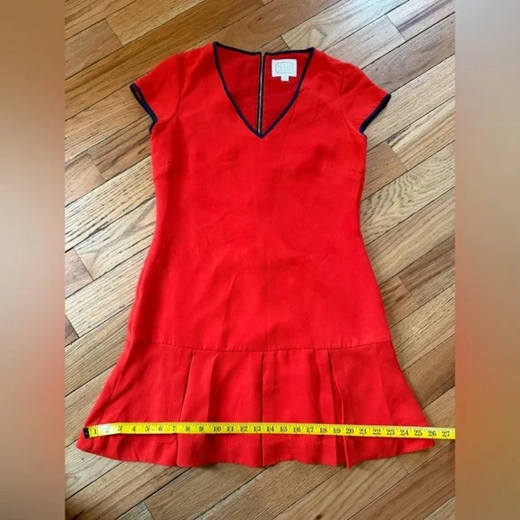 Sail to Sable Red/Navy V-Neck Ruffle Dress Women’s Size 6 - Picture 13 of 13